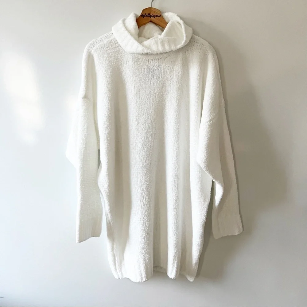 NWT ATM Anthony Thomas Melillo Chalk Turtleneck Chenille Sweater Dress - Picture 6 of 16